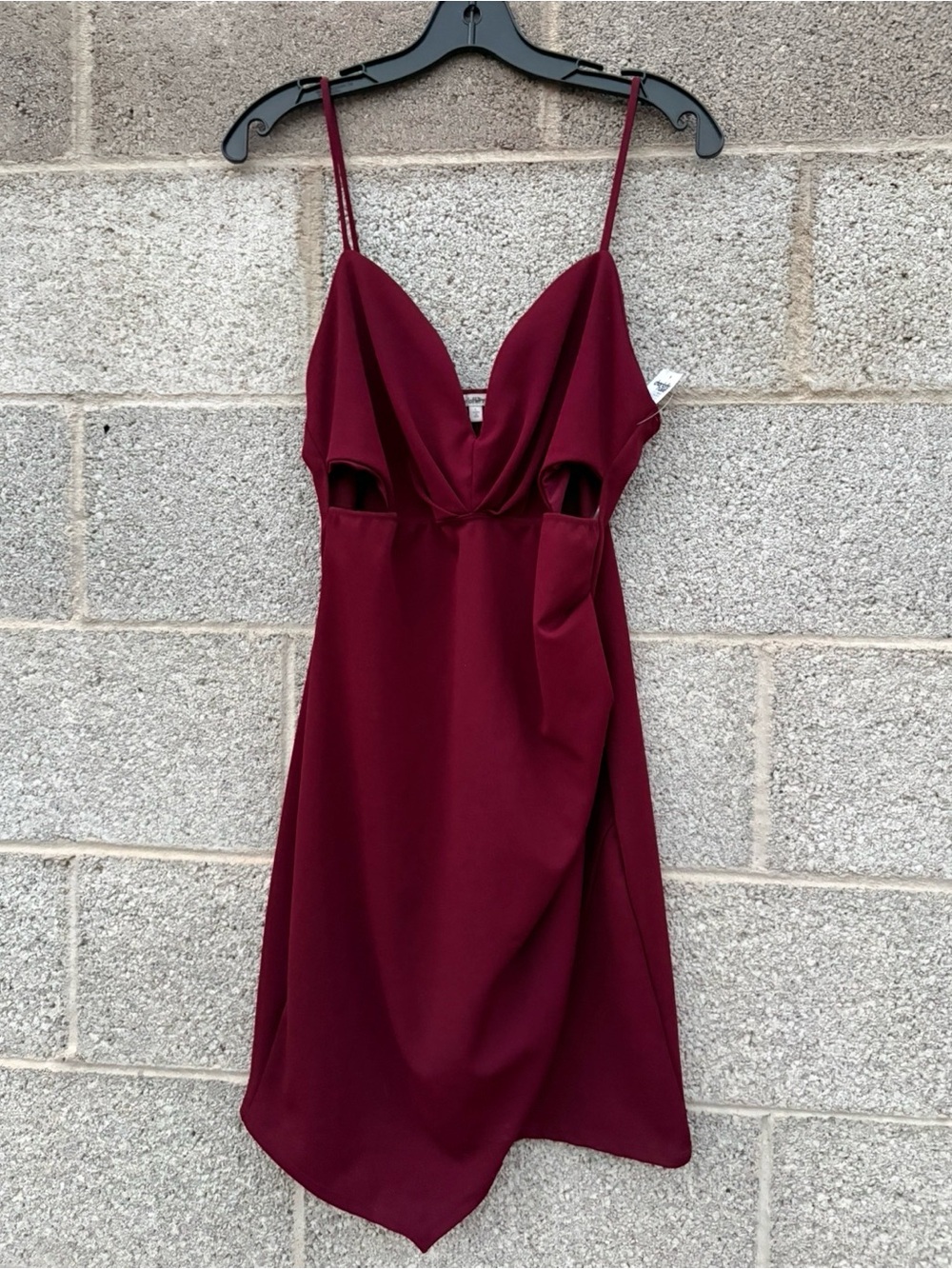 NWT Charlotte Russe Large Burgundy Mini Dress Cutout Asymmetrical Hem Homecoming